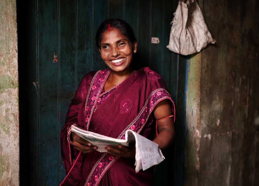 Smiling woman in India