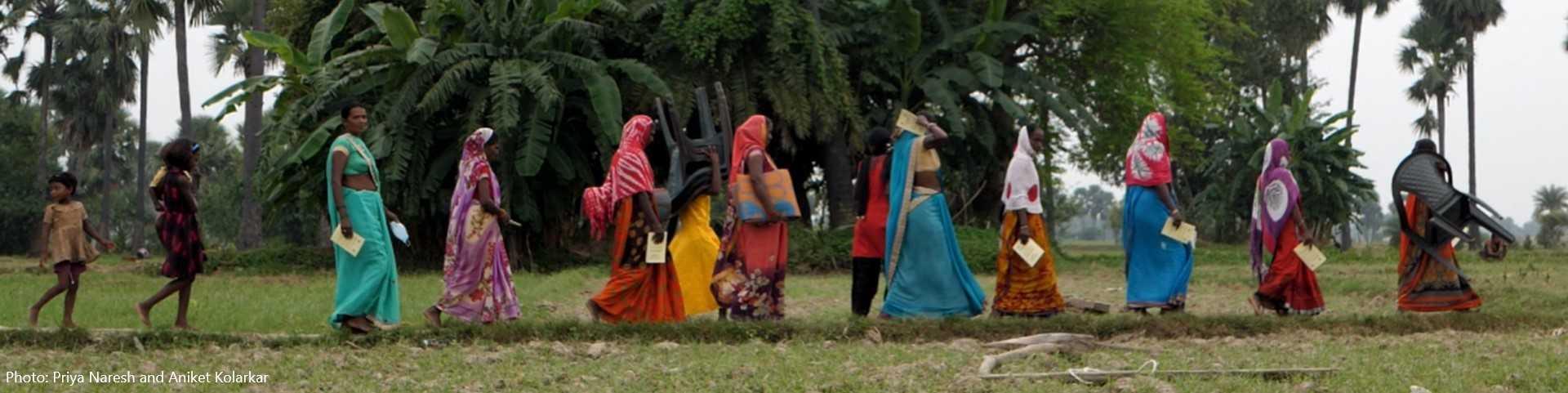 Women walking to study centre